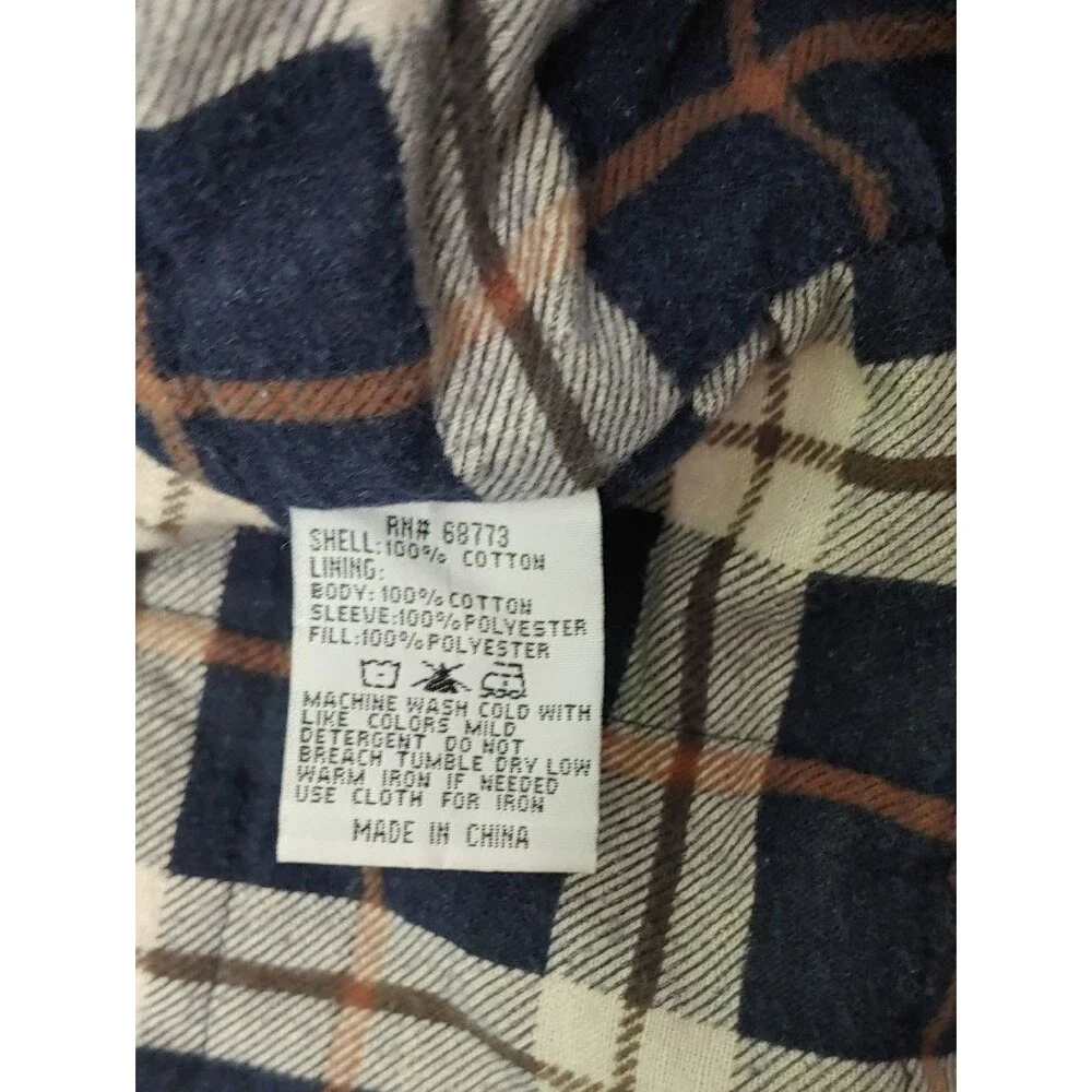 Vintage Navy Blue Barn Coat Flannel Lined Chore Jacket Corduroy Collar Unisex L